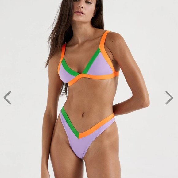NWT OneOne Swimwear Bikini SET Wellfleet Purple Green Orange Lilac Kameron Jesse - Picture 2 of 13